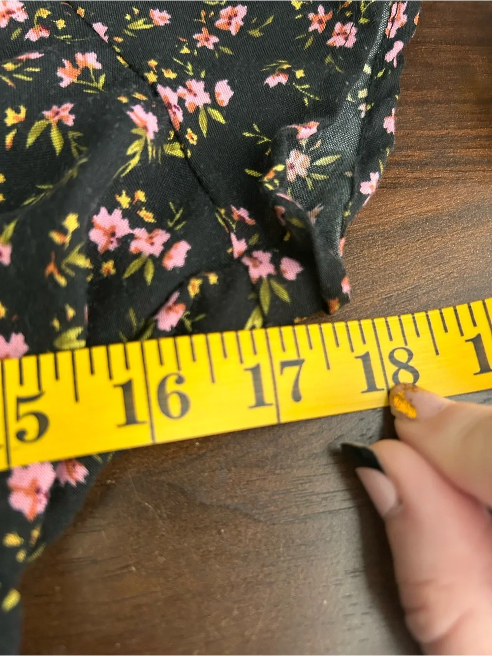 Button-Front Floral Peplum Blouse - Black with Pink & Yellow Flowers